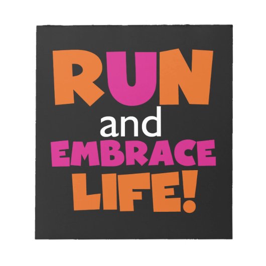 Orange Pink Text Fitness Runner Marathon Notizblock (Vorderseite)