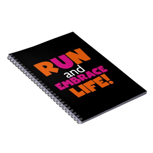 Orange Pink Text Fitness Runner Marathon Notizblock (Rechte Seite)