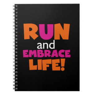 Orange Pink Text Fitness Runner Marathon Notizblock