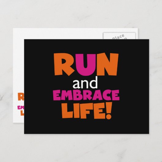 Orange Pink Text Fitness Runner Marathon Postkarte (Vorne/Hinten)