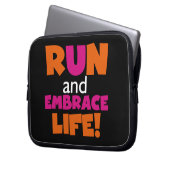Orange Pink Text Run Runner Marathon Laptopschutzhülle (Vorderseite Links)