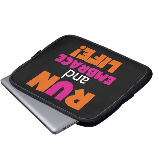 Orange Pink Text Run Runner Marathon Laptopschutzhülle (Vorne Knopf)