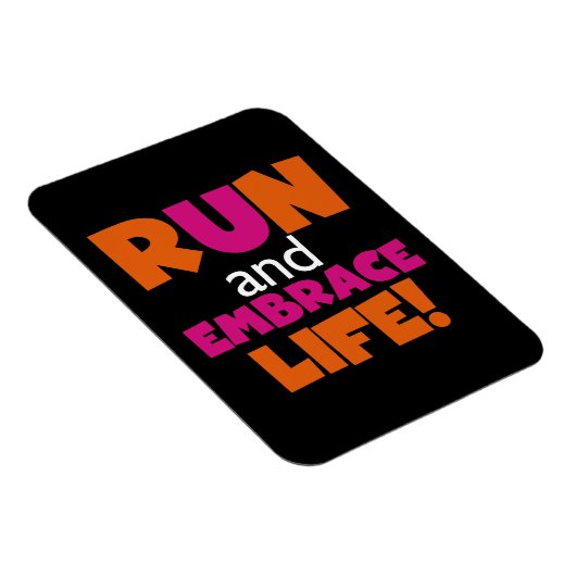 Orange Pink Text Run Runner Marathon Magnet (Rechte Seite)
