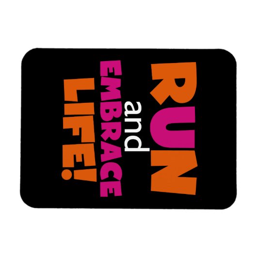Orange Pink Text Run Runner Marathon Magnet (Horizontal)