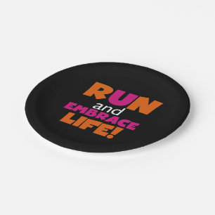 Orange Pink Text Run Runner Marathon Pappteller