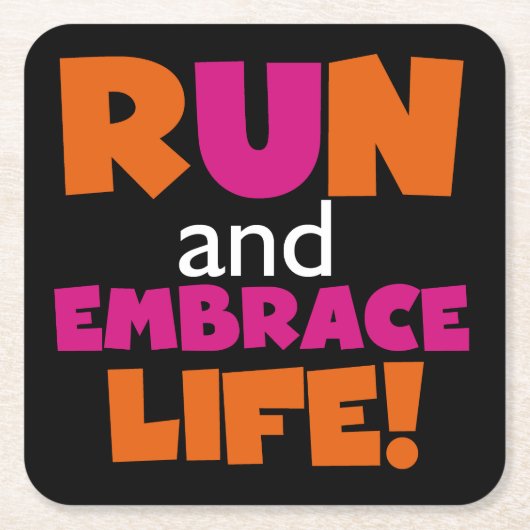 Orange Pink Text Run Runner Marathon Rechteckiger Pappuntersetzer (Vorderseite)