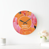 Orange & Pink Tulip Foto Personalisiert Große Wanduhr (Zuhause)