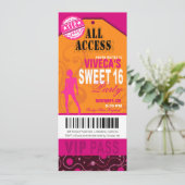 Orange, Pink und Fuschia VIP Sweet 16 Ticket Einladung (Stehend Vorderseite)