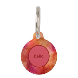 Orange Pink und Rote Alkohol-Tinte Marmor Wirbel Haustiermarke