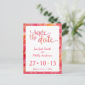 Orange Pink Wasserfarbe Save the Date Ankündigungspostkarte (Stehend Vorderseite)