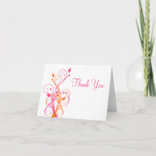 Orange Pink White Floral Danke Karte