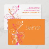Orange Pink White Floral RSVP Karte (Vorne/Hinten)