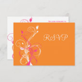Orange Pink White Floral RSVP Karte (Vorne/Hinten)