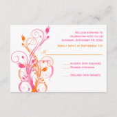 Orange Pink White Floral RSVP Karte (Rückseite)