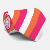 Orange Pink White Striped Krawatte (Gerollt)