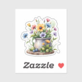 orange, pink, yellow, and blue flowers aufkleber (Blatt)