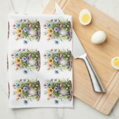 orange, pink, yellow, and blue flowers pattern geschirrtuch (Viertel Falte)