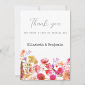 Orange pink  yellow wildflower summer Thank You  Einladung (Vorderseite)