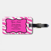 Orange & Pink Zebra & Cheetah Personalisiert Gepäckanhänger (Rückseite horizontal)