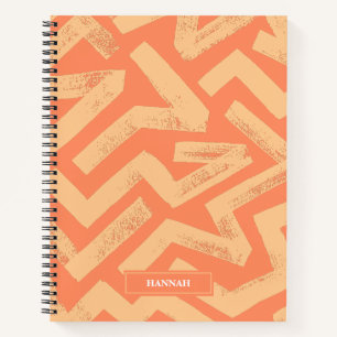 Orange Pinsellinien Geometrisches Muster Personali Notizblock