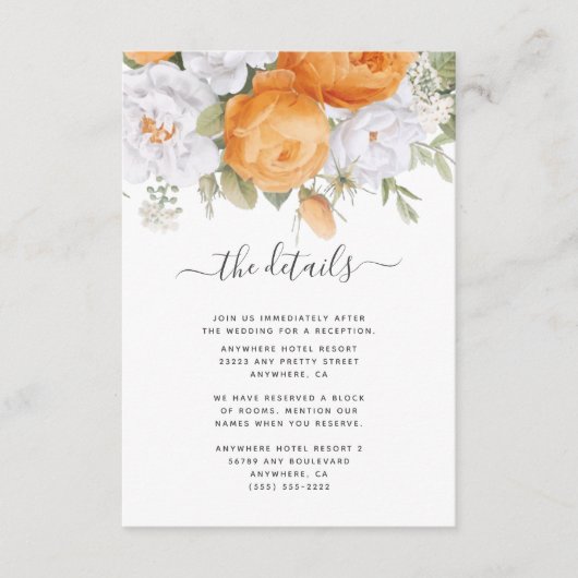 Orange Piper White Ranunculus Florals Begleitkarte (Vorderseite)