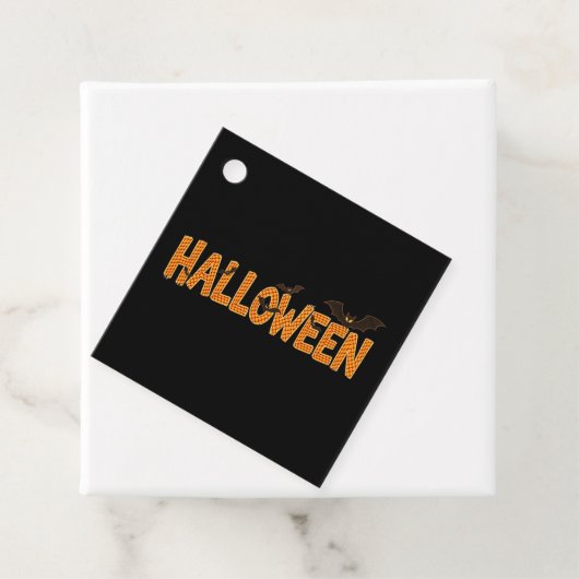 Orange Plaid Halloween Bat Geschenkanhänger (Beispiel)