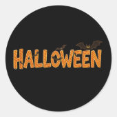 Orange Plaid Halloween Bat Runder Aufkleber (Vorderseite)