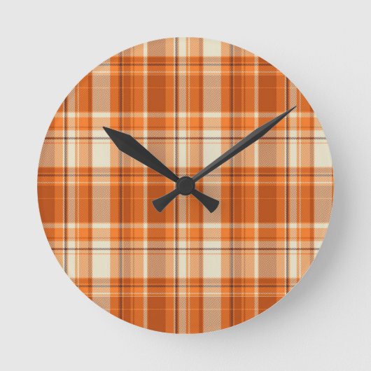 Orange plaid runde wanduhr (Vorderseite)