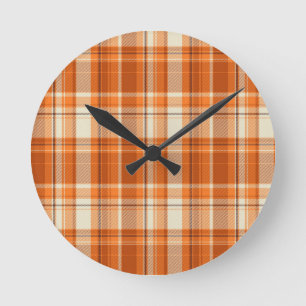 Orange plaid runde wanduhr