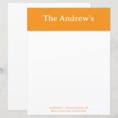 Orange Plain Simple Stationary Paper (Vorne/Hinten)