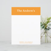 Orange Plain Simple Stationary Paper (Stehend Vorderseite)