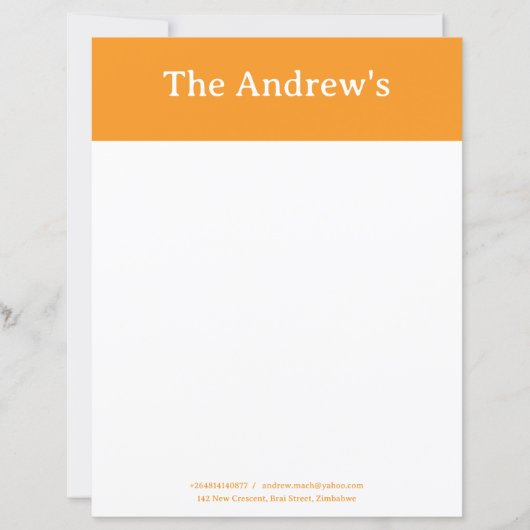 Orange Plain Simple Stationary Paper (Vorderseite)