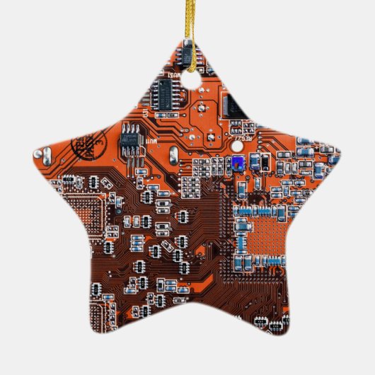 Orange-Platine für Computergeek-Schaltkreise Keramik Ornament (Hinten)