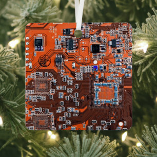 Orange-Platine für Computergeek-Schaltkreise Ornament Aus Metall