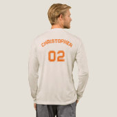 Orange Player Name Jersey Number Mens Long Sleeve Tri-Blend Shirt (Voller Rücken)