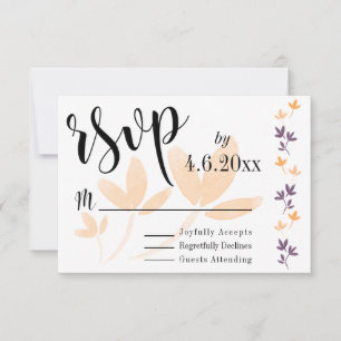 Orange & Plum Blätter Hübsche Typografie UAWG RSVP Karte