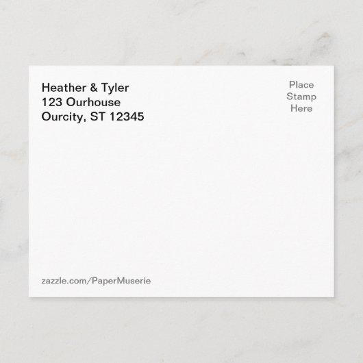 Orange Plum Ombre & Light Strings Save the Date Ankündigungspostkarte (Rückseite)