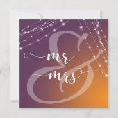 Orange Plum Ombre & Light Strings Wedding 2b Einladung (Rückseite)