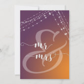 Orange Plum Ombre & Light Strings Wedding Einladung (Rückseite)