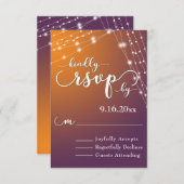 Orange Plum Ombre & Light Strings Wedding RSVP (Vorne/Hinten)