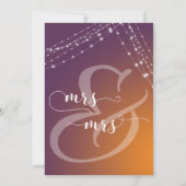 Orange Plum Ombre & Lights Brides Wedding Einladung (Rückseite)