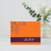 Orange + Plum-Wirbel/RSVPs erfordern 12x18 RSVP Karte (Stehend Vorderseite)