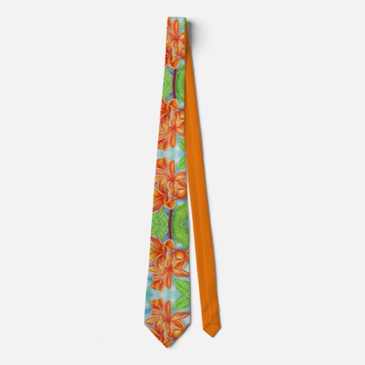 Orange Plumeria Krawatte (Vorderseite)