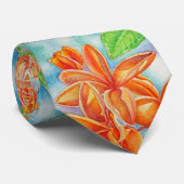 Orange Plumeria Krawatte (Gerollt)