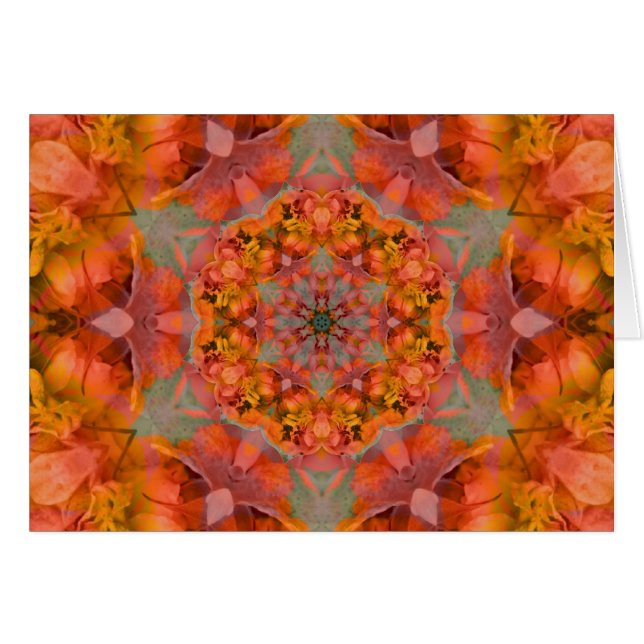 Orange Plüsch-Mandala - Karte (Vorderseite (Horizontal))