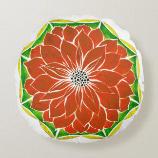ORANGE POINSETTIA Entwurf Rundes Kissen