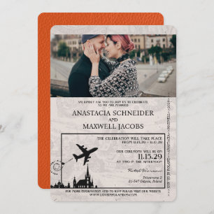 Orange Poland Passport Wedding Einladung