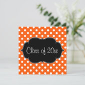 Orange Polka Dot Abschluss Ankündigung (Stehend Vorderseite)