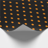 Orange Polka Dot auf schwarzen großen Raum Geschenkpapier (Ecke)