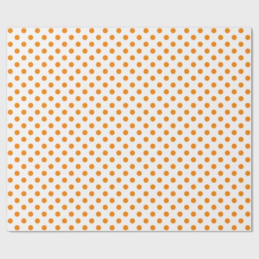 Orange Polka Dot auf weißem Medium Space Geschenkpapier (Flach)